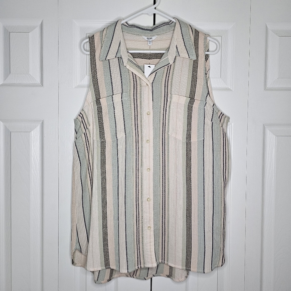 Sonoma Button Down Striped Tank Top Sz xl - Picture 11 of 11